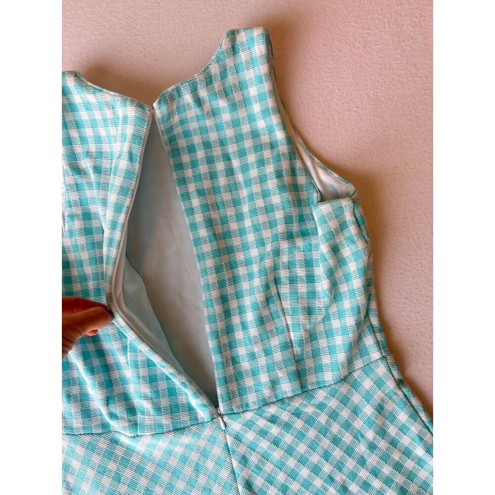 New Ann Taylor Aqua Pop Gingham Sleeveless Flare Dress Size 6 Petite - Picture 4 of 10